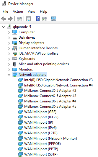 Figure 1.3 – partial view of an expanded ‘Network adapters’ list in device manager.