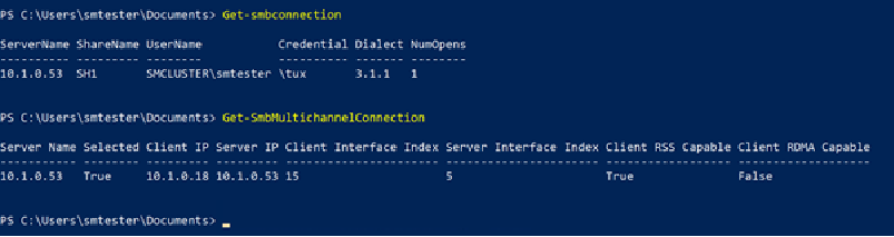 Windows Powershell Multichannel SMB connection